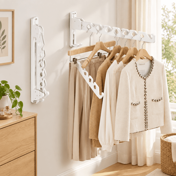 White 2-Pack Wall Mount Retractable Aluminum Coat Hooks Space Saving Organizer