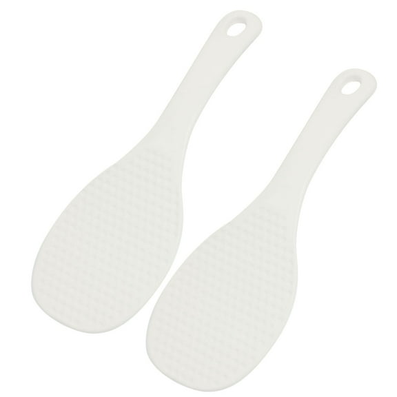 White 2 Pcs 7.8" Length Texture Plastic Rice Paddle Spoon Scoop