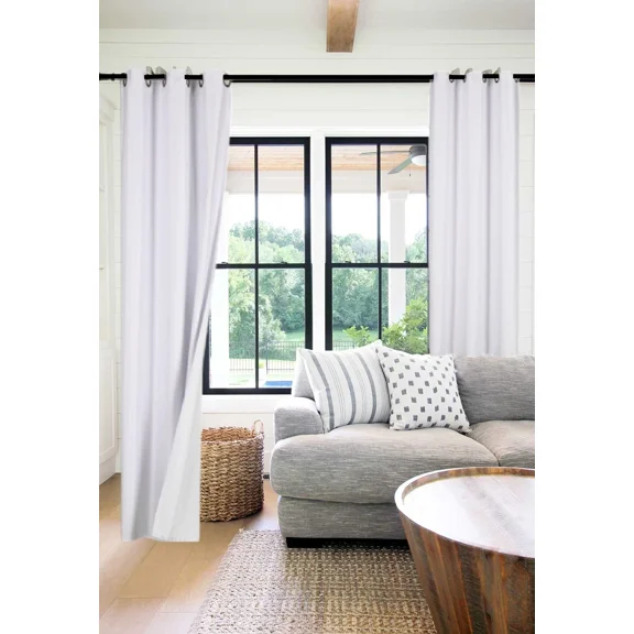 Gorgeous Home Linen 2‑Panel Blackout Thermal Window Curtains, Bronze Grommet Top, White Off, 95 in Long Adam Home Décor