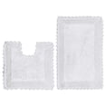 thumbnail image 1 of White 2 Piece Cotton Bath Set Anti-Slip Solid Bordered Bathroom Rugs, 1 of 1