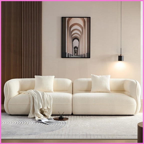 Modern Teddy Velvet 2-Piece Sectional Sofa  Toast-Inspired Design for Living Room, Solid Wood Frame & Plush Foam