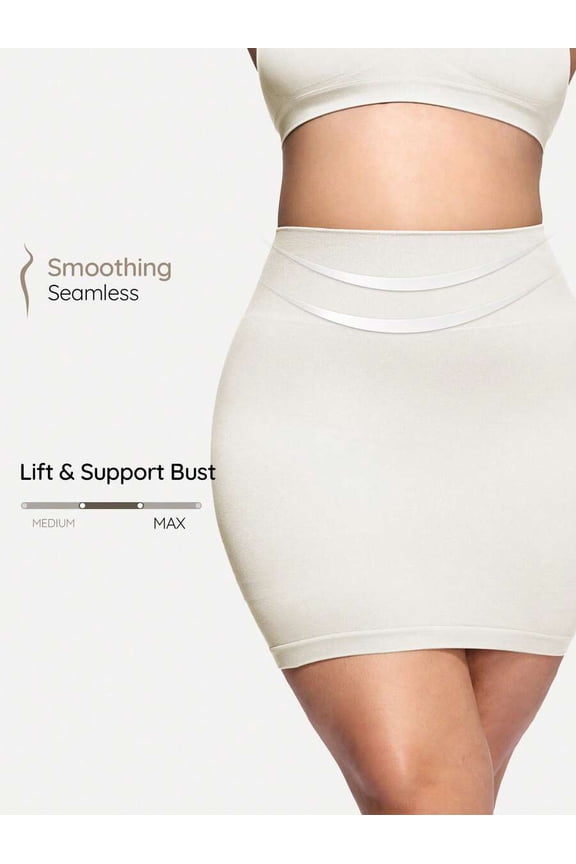 White-2 Seamless High-Waist Shapewear Skirt With Built-In Shorts