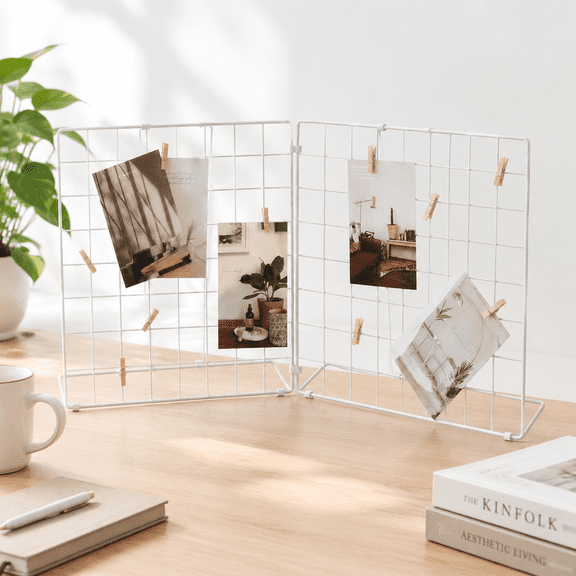 White 2 Split Style1 Double-sided Foldable Desktop Photo Display Frame