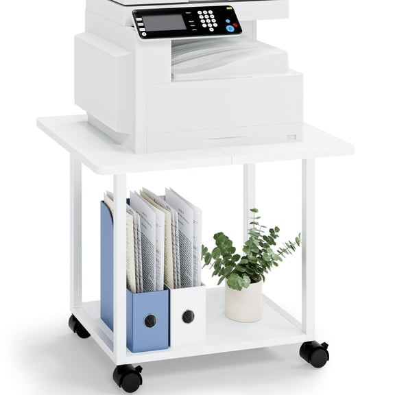 White 2-Tier Under Desk Printer Stand