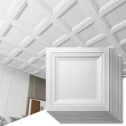 White 2 ft. x 2 ft. Decorative Square Drop Ceiling Tile, Lay-In PVC Ceiling Panels (48 sq.ft./Case)