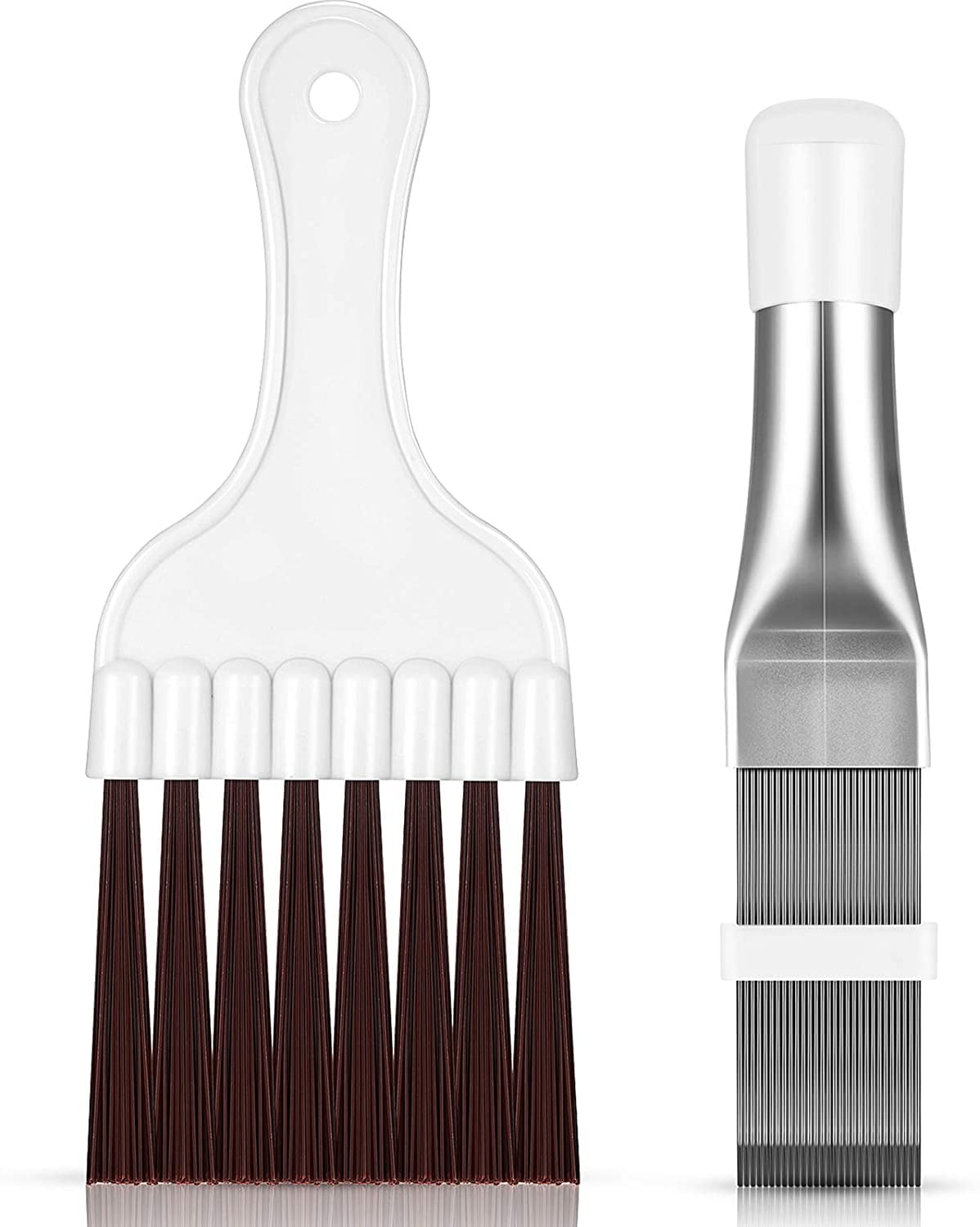 White 2 in 1 Set Air Conditioner Condenser Fin Comb, 1 AC Coil Cleaner