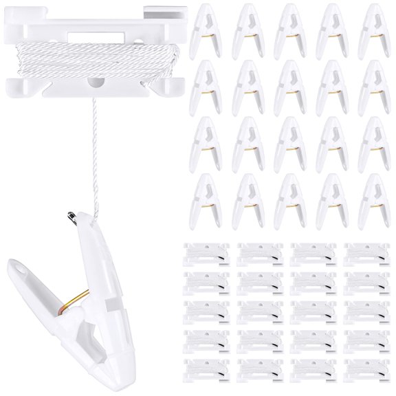 White 20 Drop Ceiling Clips Hardware for Hanging Decorations
