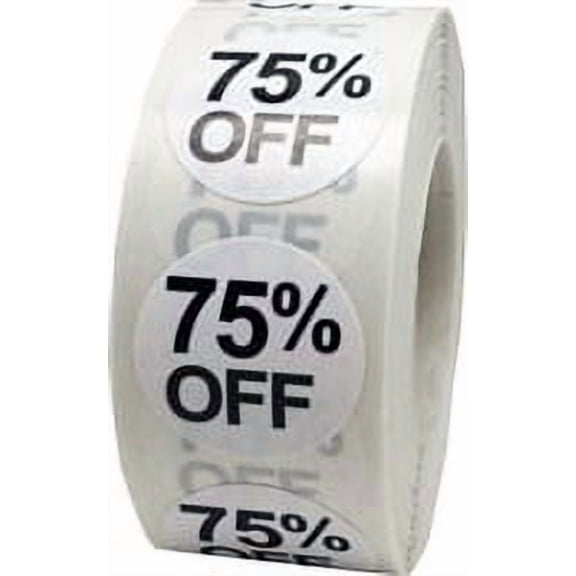 White 20%Off Circle Stickers | 0.75" Inch Round | 500 Pack