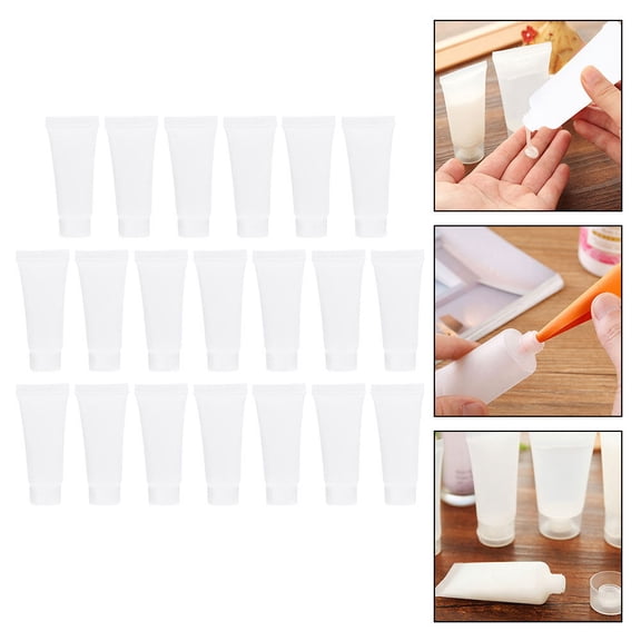 White 20 Pcs Hose Sample Packing Tubes Soft Shampoo Bulk Screw Cap