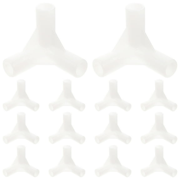 White 20 Pcs Plastic Awning Tent Spare Parts Greenhouse Frame Fittings Tee Joint Pipe