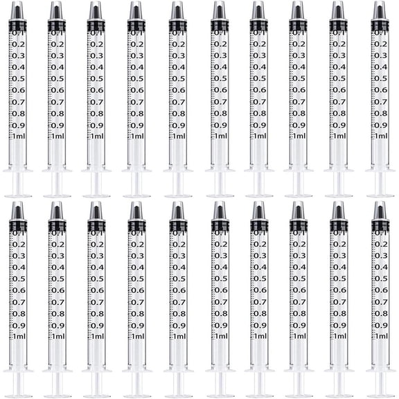 White 200 Pcs 1ml 1cc Plastic Syringe No Needle Syringe for Pets Oral, Refilling, Oil or Glue Applicator, Measuring or Transfering Tiny Amount of Liquids, Without Cap