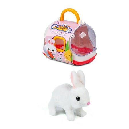 White 2026 White Electric Simulation Puppy Toy For Children Walks Barks Wags Tail With Cage