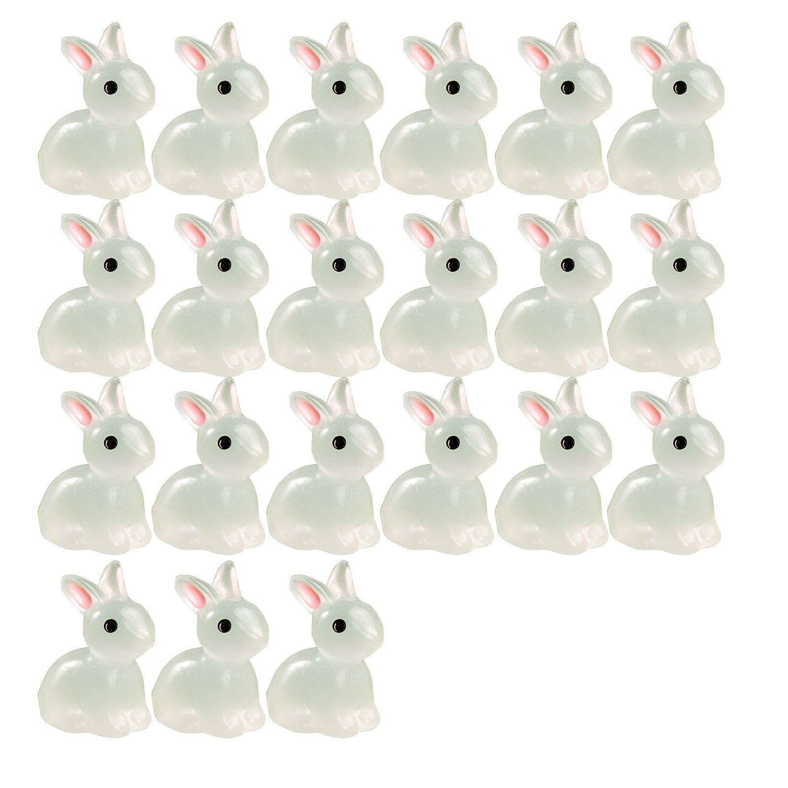 White 21 Pcs White Luminous Mini Resin Bunny Figurines Glow In The Dark ...