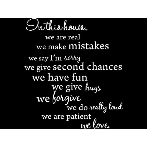 White 22" x 25" In this house, We are Real... Vinyl Wall Art Home Decor Decal Sticker