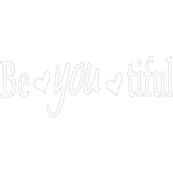 White 22" x8" Picniva Be You Tiful Sayings Words Art Decor Lettering Vinyl Wall Art Inspirational Uplifting