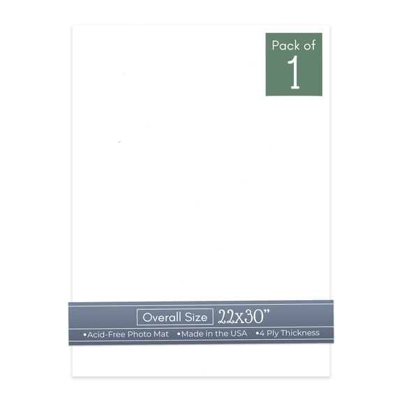 White 22x30 Uncut Art Mat Board - No Opening - 1 Mat
