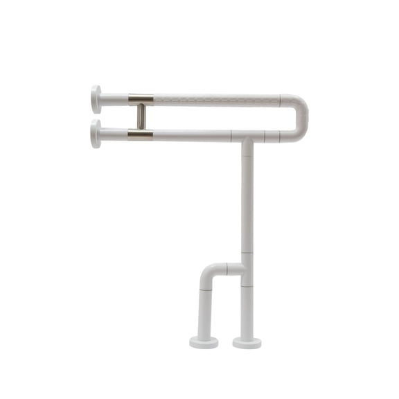 White 23.6 Inch Wall-to-Floor Stainless Steel Toilet Grab Bar, Bathroom Safety Support Rail for Elderly Disabled Seniors, Heavy Duty Handicap Handrail Holds Up to 551lbs