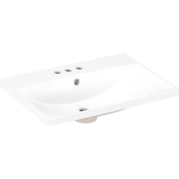 White 24-Inch Ceramic Vanity Top for Bathroom Single Undermount Sink 3 Faucet Holes 4-Inch Faucet Fit Ready Out of Box