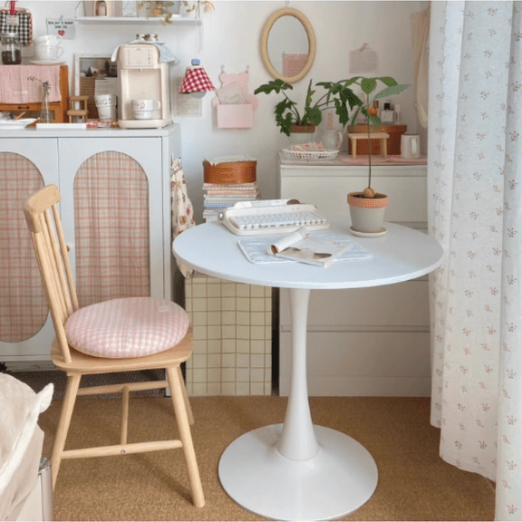 White 24 Inch Modern Mid Century Round Table - MDF Top Steel Tulip Base, Multi-Use Kitchen Dining & Living Room Coffee Table (PRIME BIG DEAL DAYS)