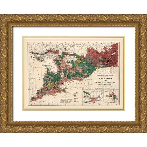 White 24x18 Gold Ornate Wood Framed with Double Matting Museum Art Print Titled - Ontario Quebec Canada 1901 - White 1906