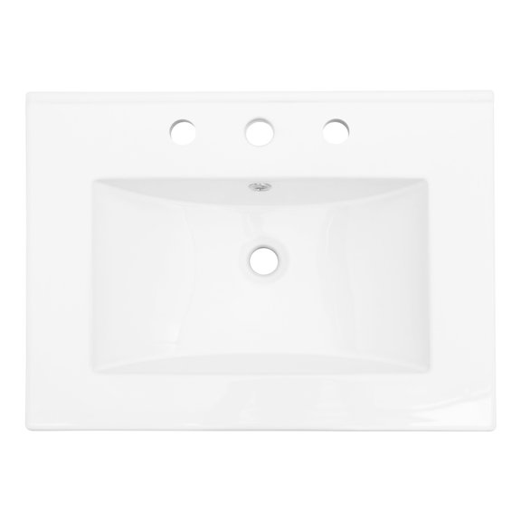 White 24x18 Inch Rectangular Vanity Top Sink Stain Resistant Practical for Bathroom Personal Items