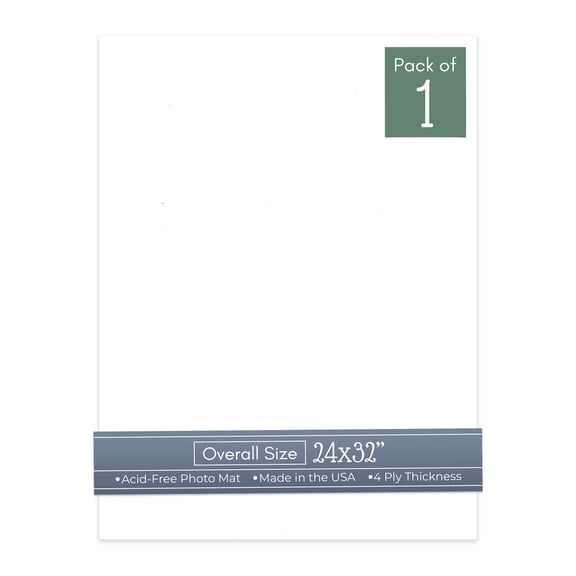 White 24x32 Uncut Art Mat Board - No Opening - 1 Mat