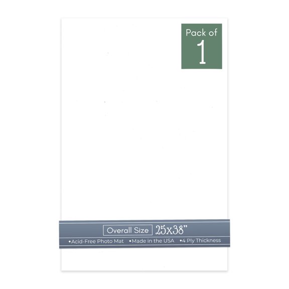 White 25x38 Uncut Art Mat Board - No Opening - 1 Mat