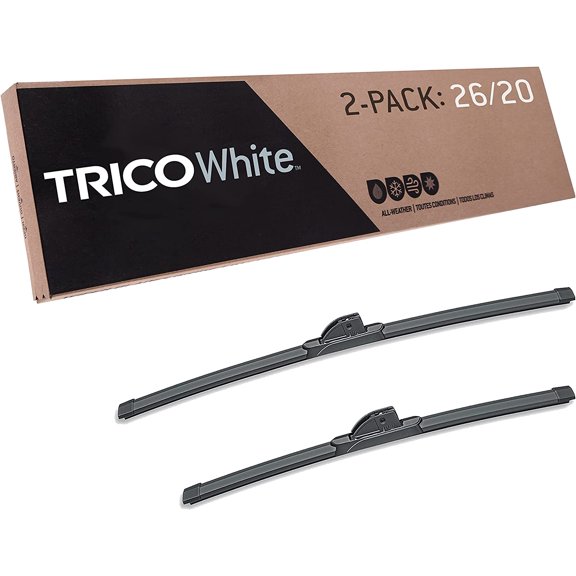 White 26" + 20" Extreme Weather Premium Winter Automotive Replacement Windshield Wiper Blades (Set of 2), Passenger and Driver Side All-Weather Beam Wiper Blades for Select Vehicle Models