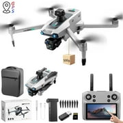 White 27K Gps Drone With 5 Inch Touch Screen Remote Control 5G Transmission Laser Obstacle Avoidance 500G Load Capacity 30 Mins Flight 6000M Range Brushless Motor Gimbal Stabilization Prof