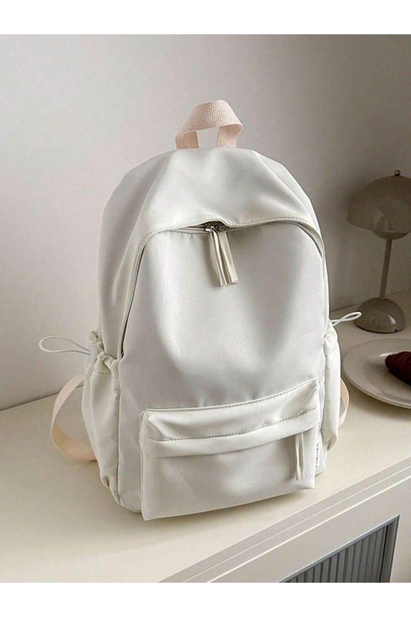 White 28L Waterproof Polyester Day Pack With Front Pocket And Side Pockets