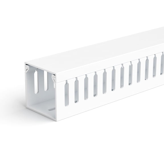 White 2in H × 2in W × 99in L Professional Server Rack Cable Management Raceway Kit for Under Desk Computer Network Cords
