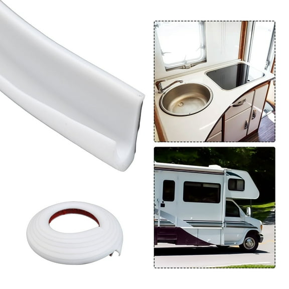 White 2m PVC Rubber Seal Gutter for Cars, Vans and RVs - Easy Installation