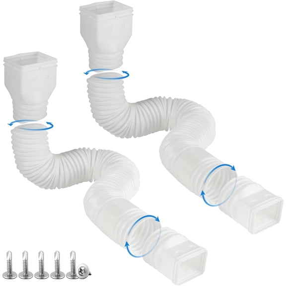 White-2pack Rain Gutter Downspout Extensions Flexible, Drain Downspout Extender,Down Spout Drain Extender, Gutter Connector Rainwater Drainage,Extendable from 21 to 58 Inches