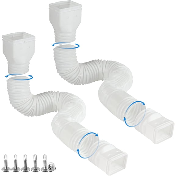 White-2pack Rain Gutter Downspout Extensions Flexible, Drain Downspout Extender,Down Spout Drain Extender, Gutter Connector Rainwater Drainage,Extendable from 21 to 68 Inches