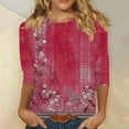 thumbnail image 1 of White 3/4 Sleeve Tops for Women Plus Size Summer Shirts for Women 2026 Vacation Flowy Summer Blouses for Women Casual Boho Oversized Graphic T Shirts for Women, 1 of 5