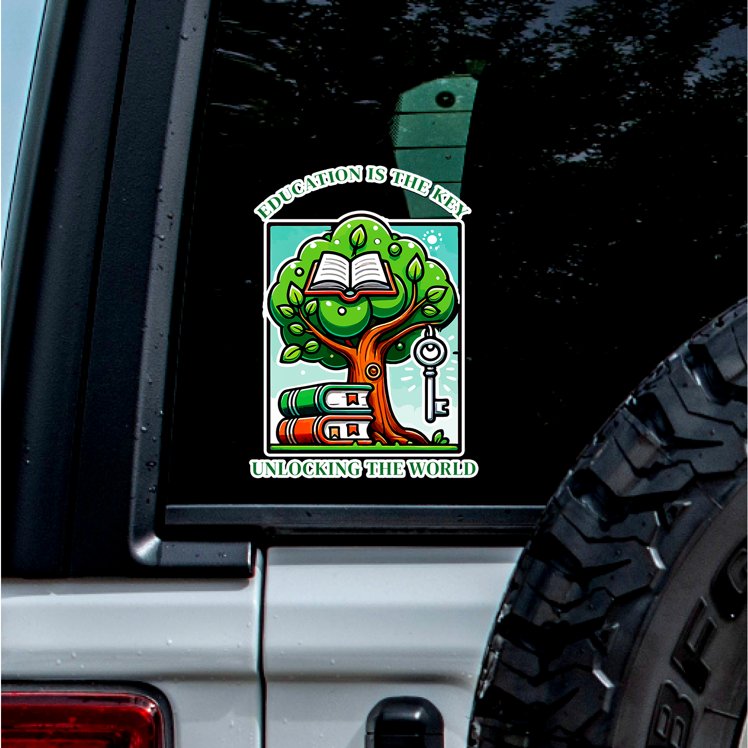 (White, 3.8'' X 5.2'') Sticker Of Education Is The Key To Unlocking The ...