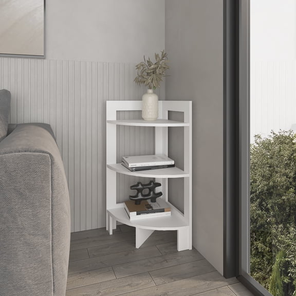 White 3 Corner Shelf For Bedroom Decor And Storage Elegant With Three Functional Decoration Organization Shelves Living Area