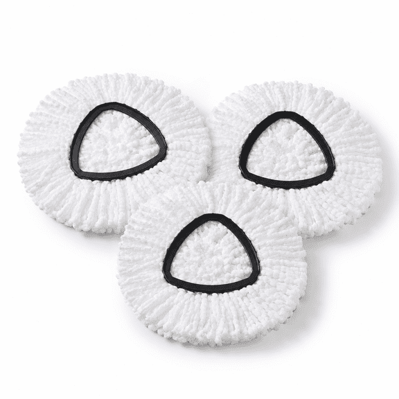 White 3 Count (Pack of 1) Microfiber Spin Mop Replacement Head Refill