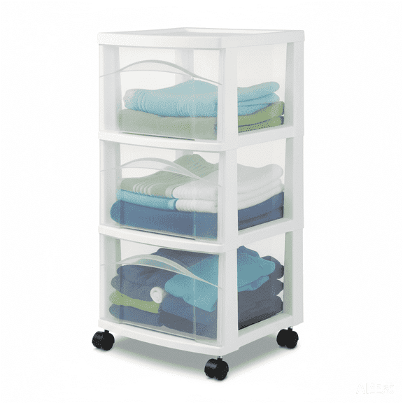 White 3-Drawer Medium Plastic Storage Cart, Portable Utility Organizer with Rolling Casters, No Assembly Required