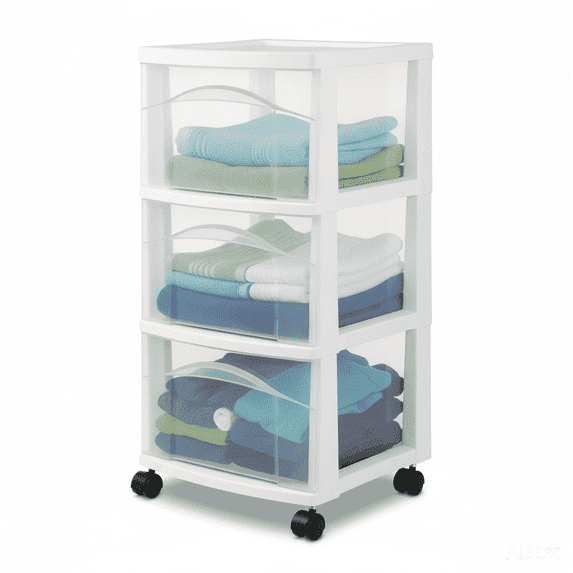 White 3-Drawer Medium Plastic Storage Cart, Portable Utility Organizer with Rolling Casters, No Assembly Required