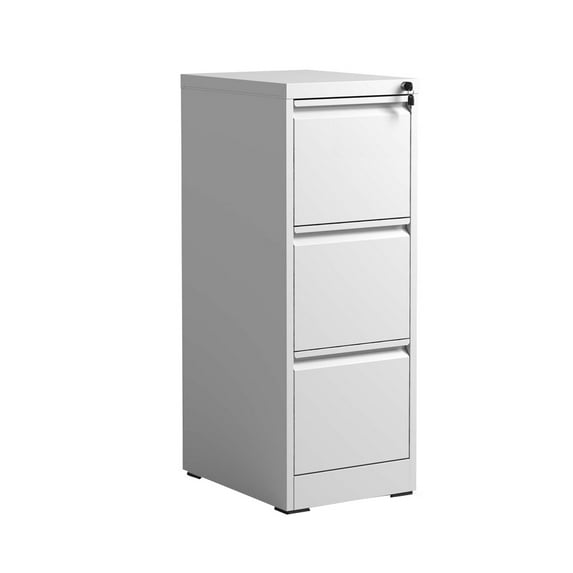 White 3 Drawer Metal File Cabinet with Lock,Heavy Duty Metal Filing Cabinet for Office,Business,Home, Legal/Letter Size