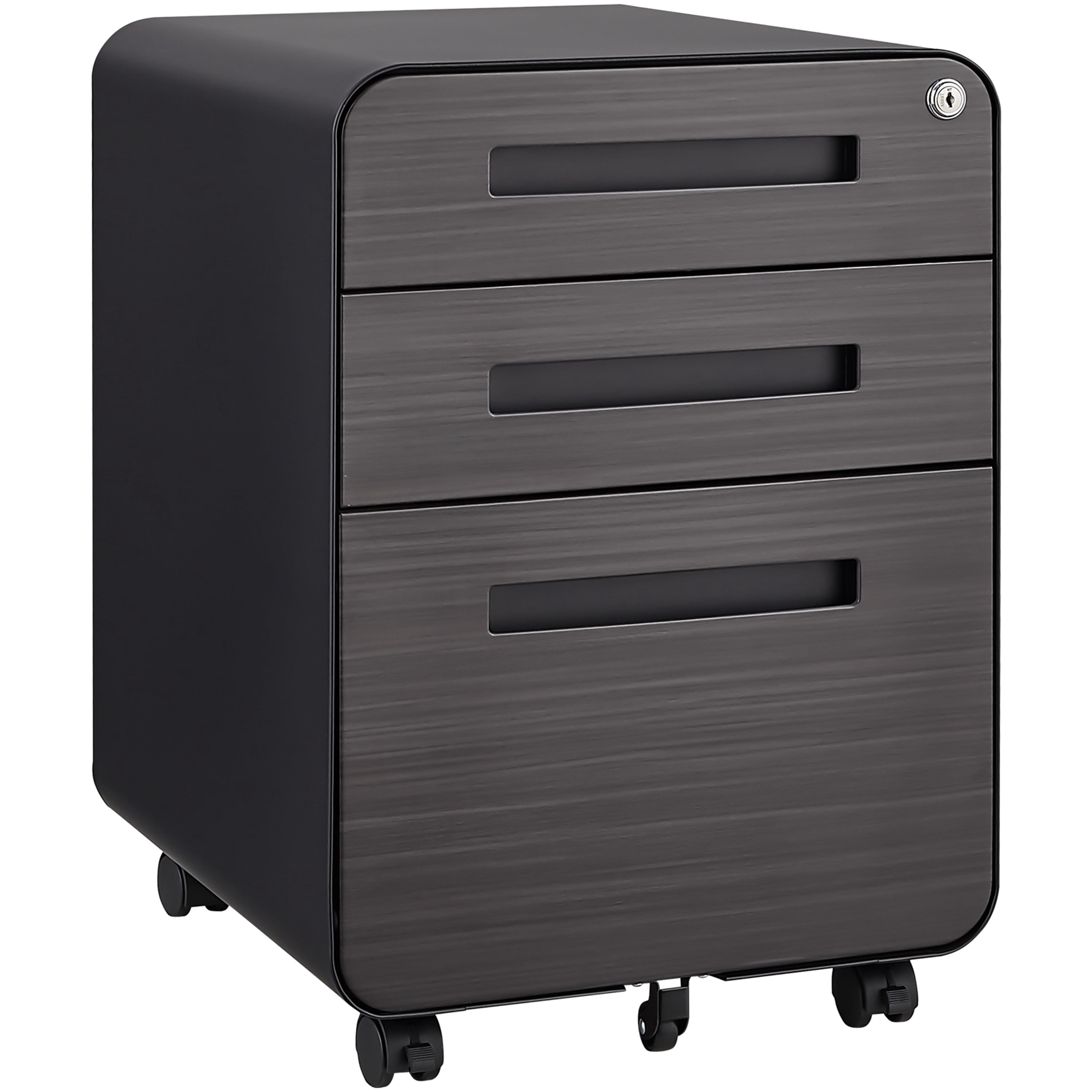 White 3-Drawer Office Filing Cabinet on Wheels with Lockable Storage for