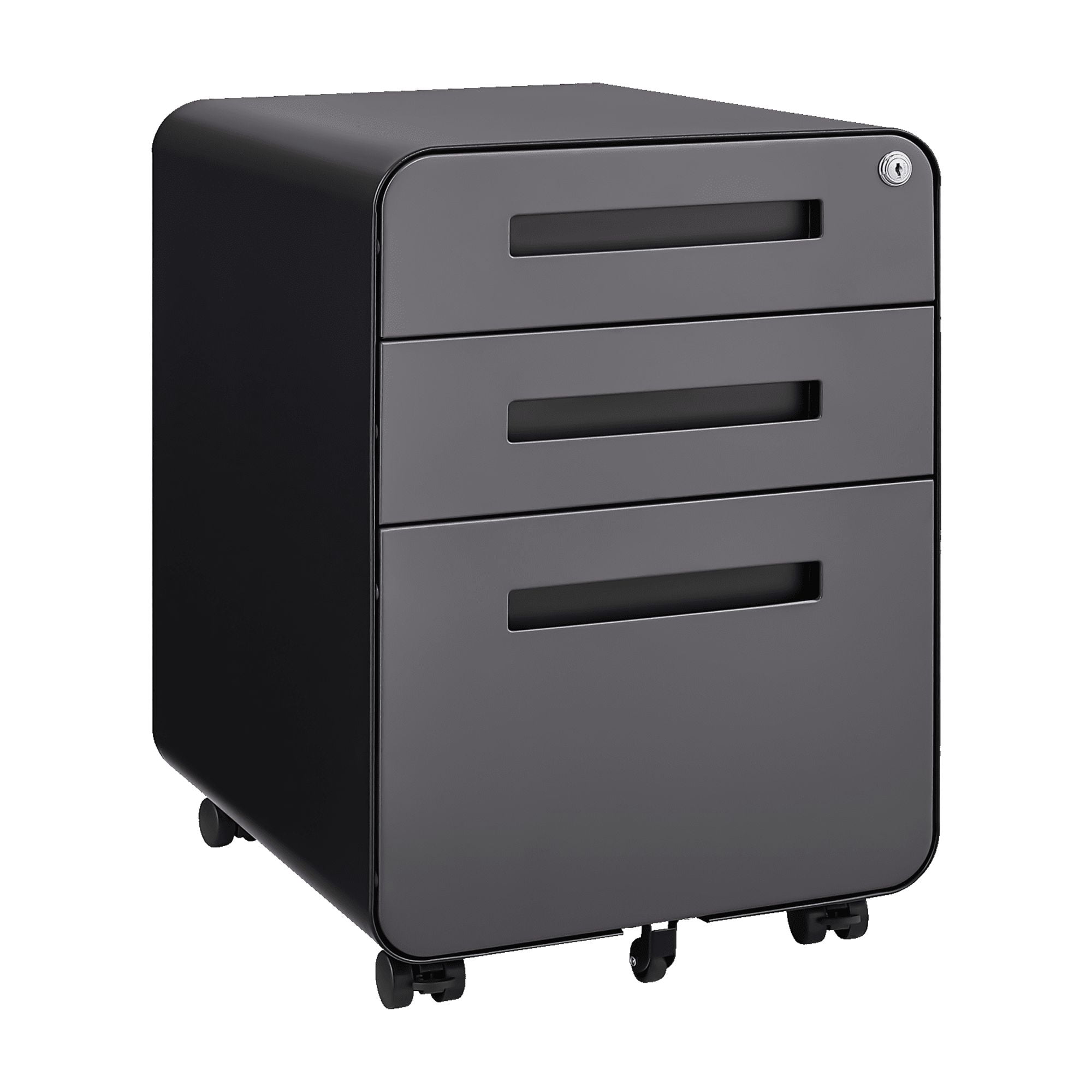 White 3-Drawer Office Filing Cabinet on Wheels with Lockable Storage for