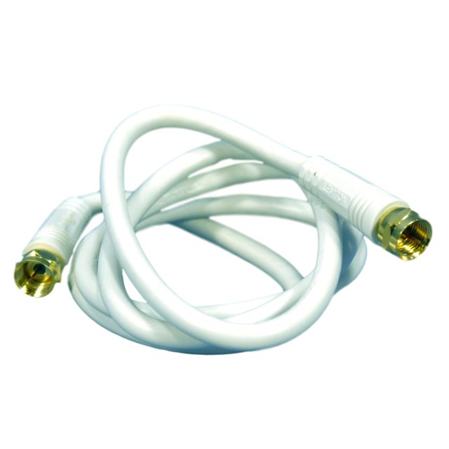 Walmart GOLD PLUG 3FT White Coaxial TV Cord Cable, RG59 FType Ends