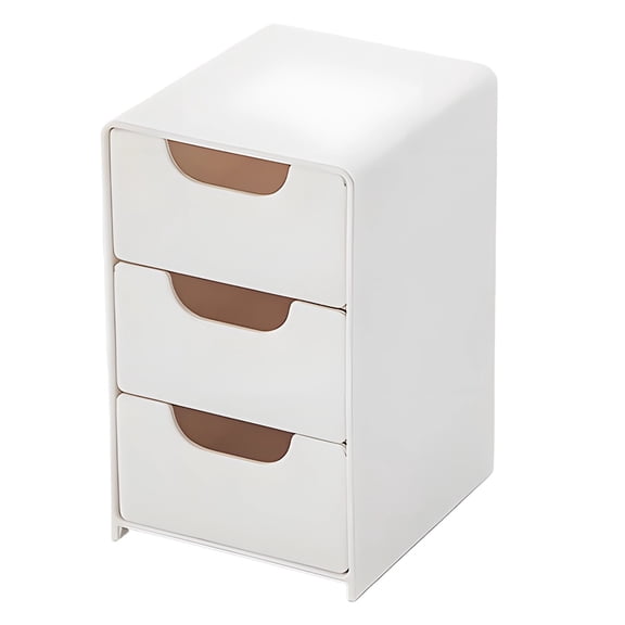 White 3-Layer Drawer Organizer, Plastic Desktop Organizer, Countertop Stationery Sundries Storage Box, Space-Saving Cosmetics Makeup Organizer, Round Corner, for Dorm, Vanity