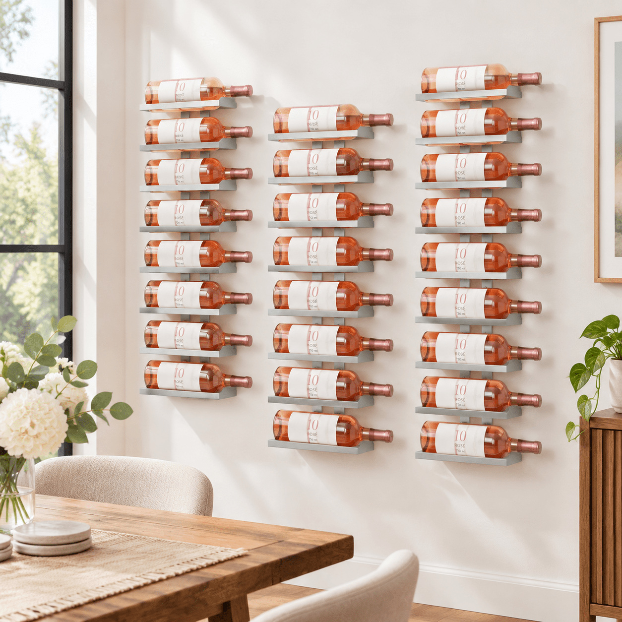 White Wibe Rack White 3 Pack (24 Bottles) Wall Mount Wine Rack Set for Storage and ...