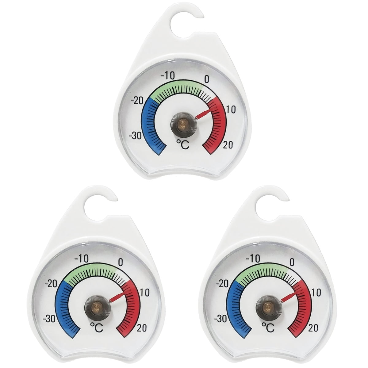 White 3 Pack Plastic Refrigerator Thermometers Freezer Temperature Gauge Large Dial