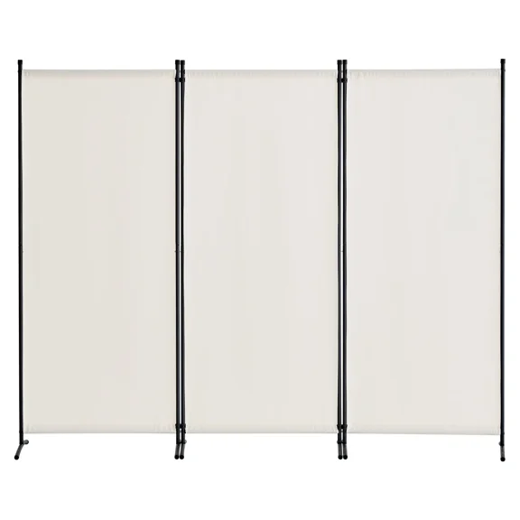 White 3-Panel Folding Room Divider - Versatile Fabric Privacy Screen for Office, Bedroom, Dining Room & Study - Freestanding Partition Solution