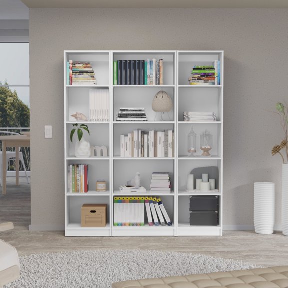 White 3-Piece Home Set - Expansive Shelving for Display - Living Room Decor - Modern Style