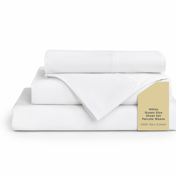 White 3-Piece Percale Sheet Set